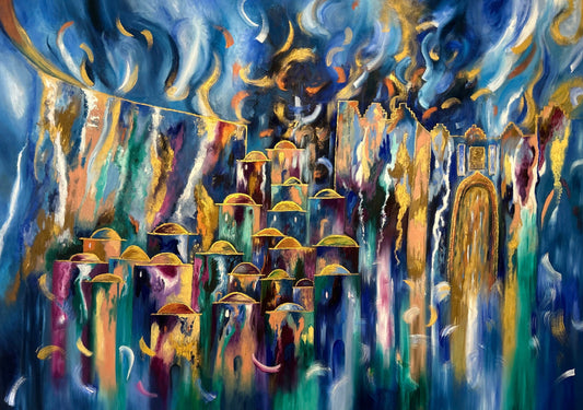 Jewish Painting, Judaica Art, Jerusalem Abstract