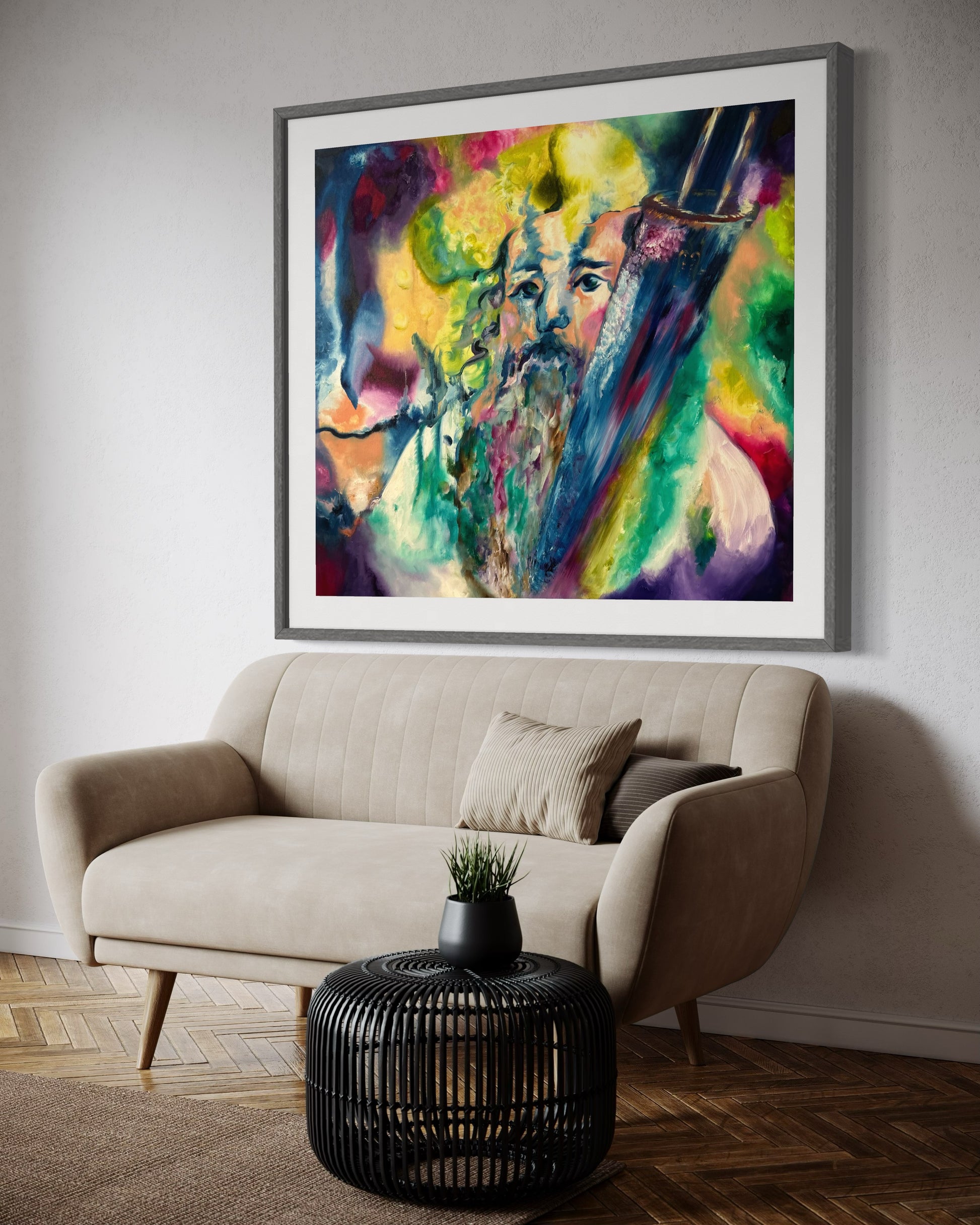 Jewish Painting, Judaica Art, Rabbi, painting hanging in living room