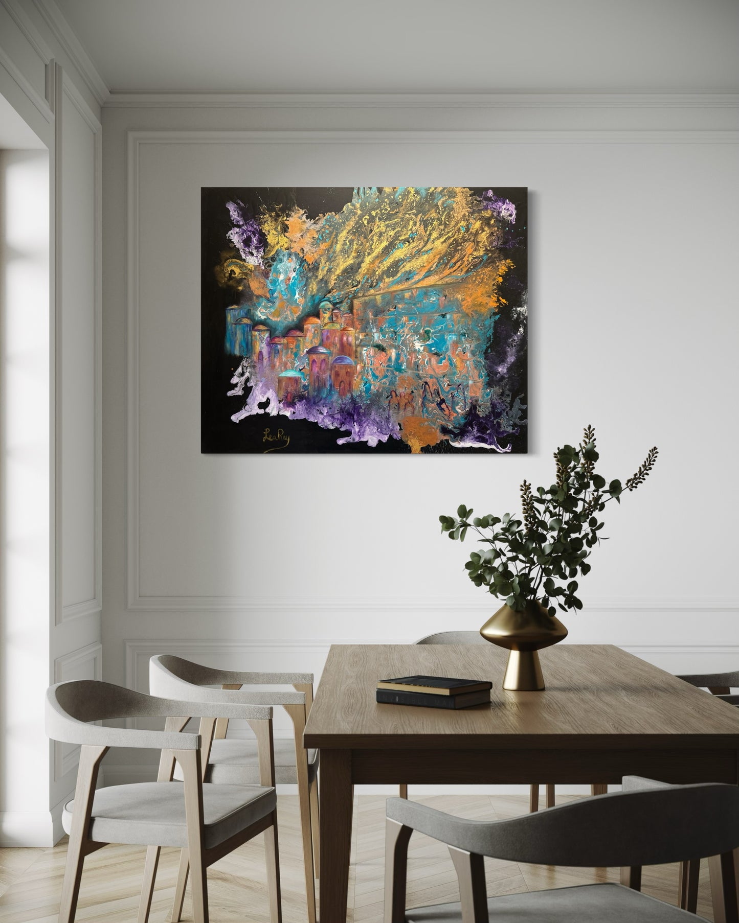 Jerusalem Ablaze - Abstract Judaica painting