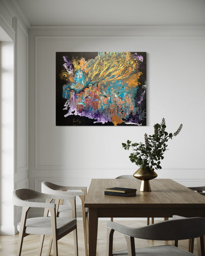 Jerusalem Ablaze - Abstract Judaica painting