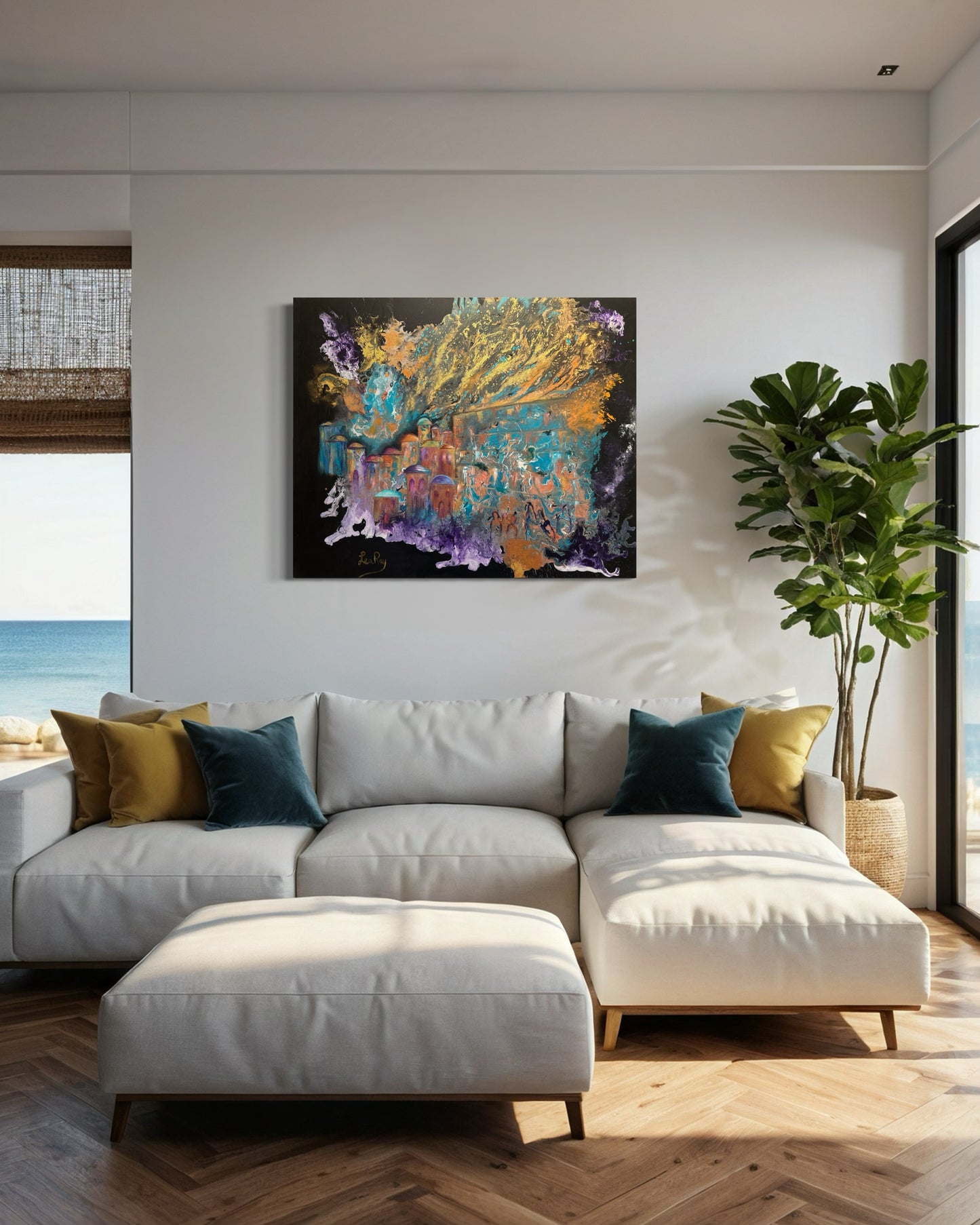 Jerusalem Ablaze - Abstract Judaica painting