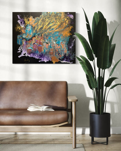 Jerusalem Ablaze - Abstract Judaica painting